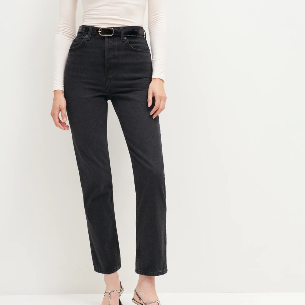 REFORMATION Cynthia High Rise Straight Jeans Vans Wash Black - New With Tags